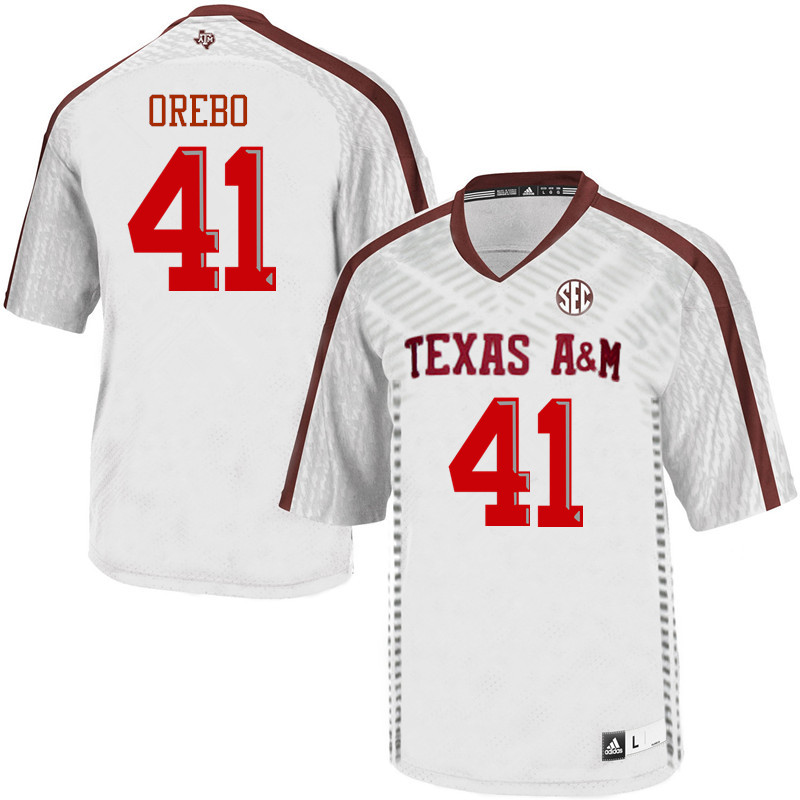 Men #41 R.J. Orebo Texas A&M Aggies College Football Jerseys Sale-White - Click Image to Close